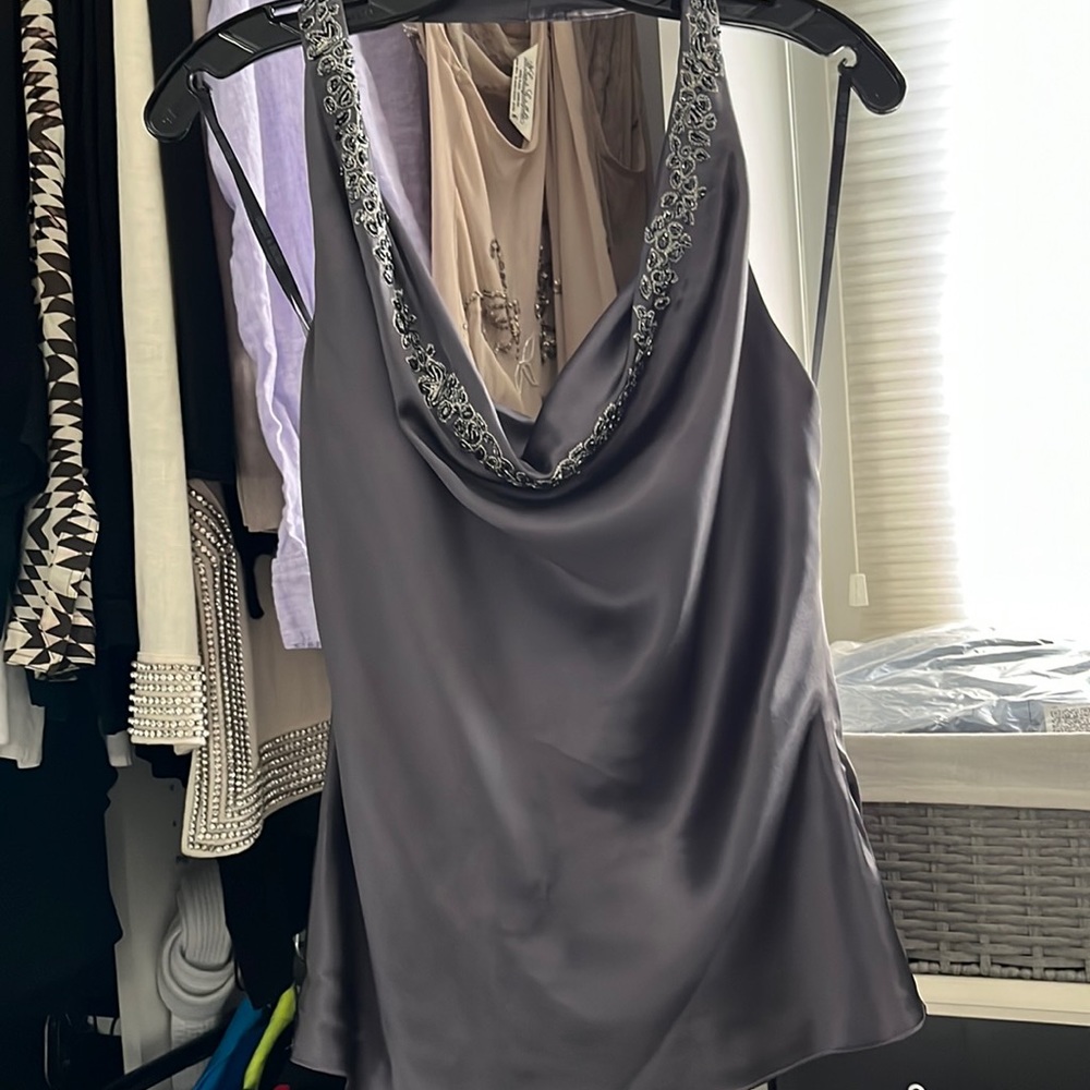 Laundry by Shelli Segal silk halter beaded cami